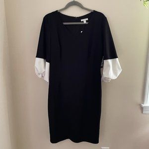 New York & Company Black and White Puff Sleeve Dress
